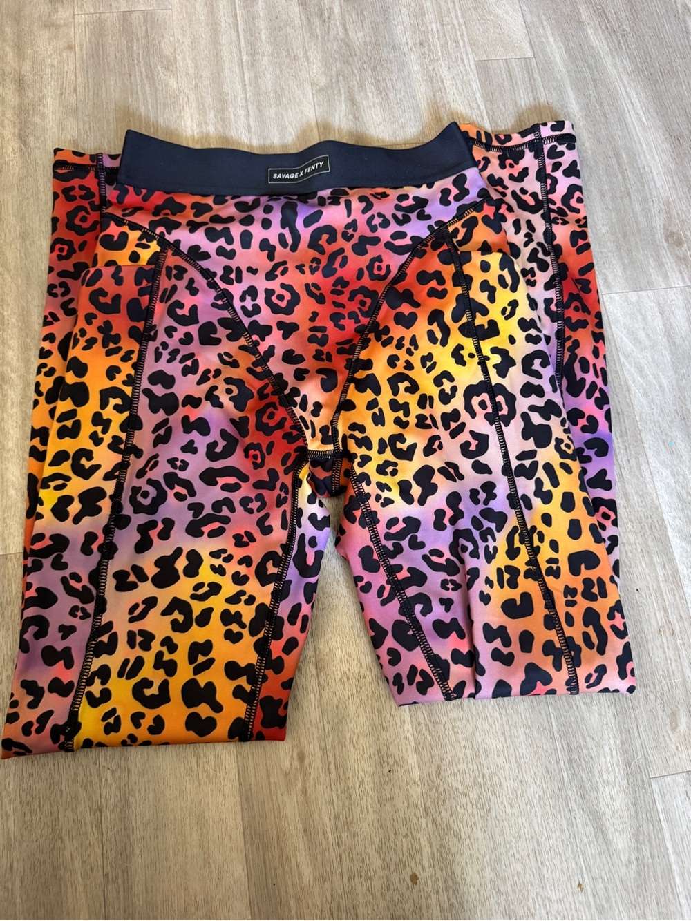 Savage X Fenty Multicolor Leopard Print Leggings in Pink, Orange, Yellow, Purple